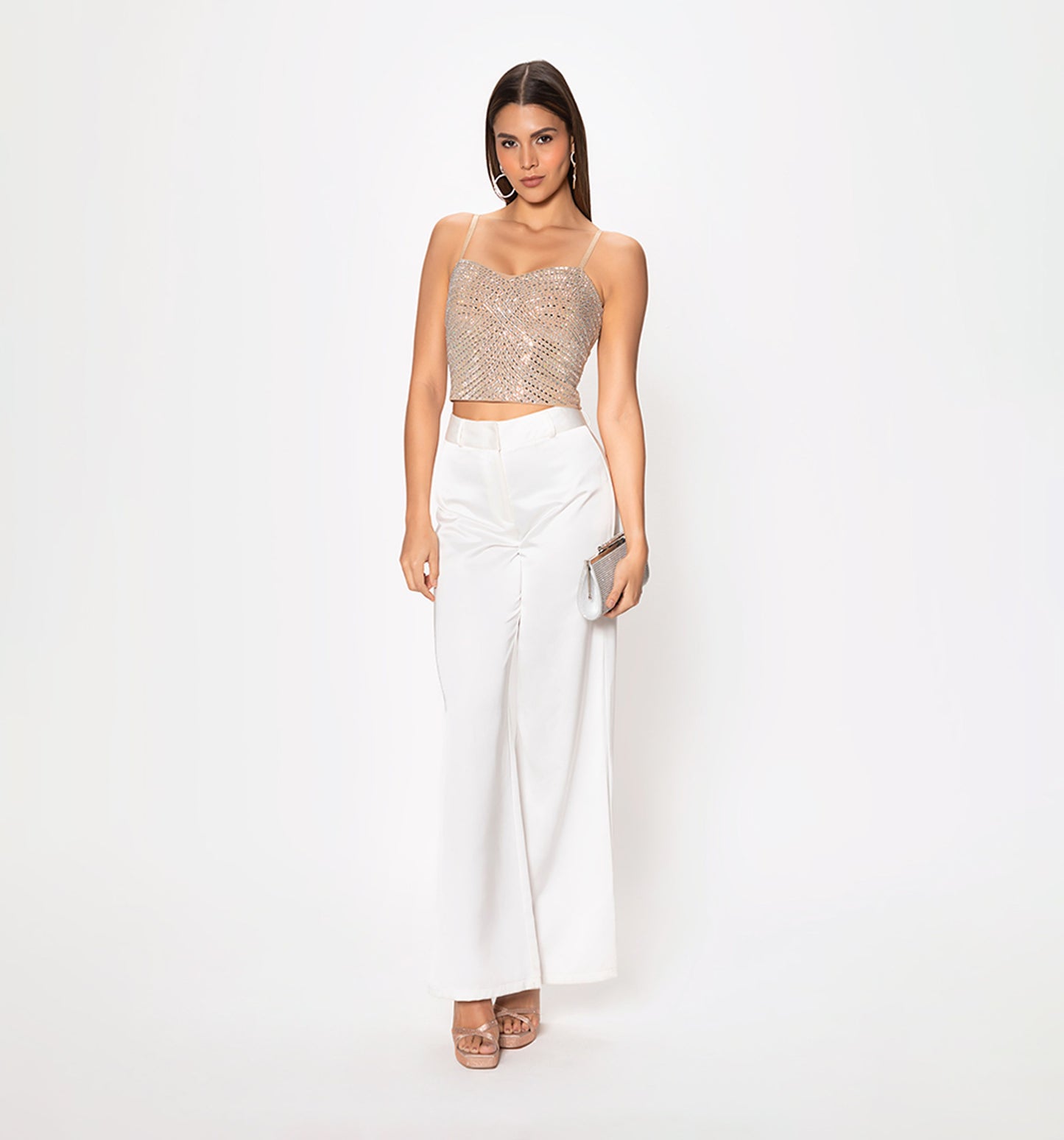 Blusa tiras con escote corazon con cristales