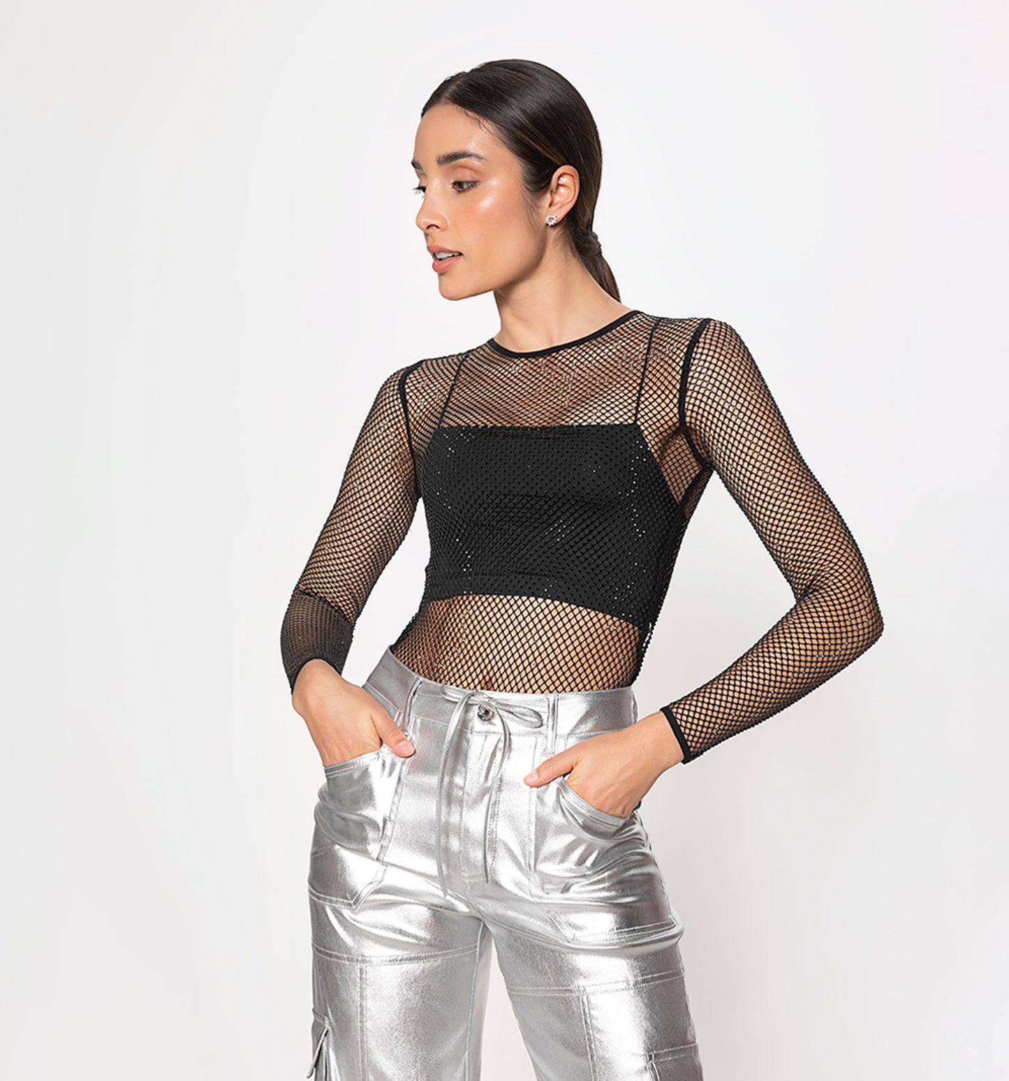 Body m/l mesh con hotfix con brillo