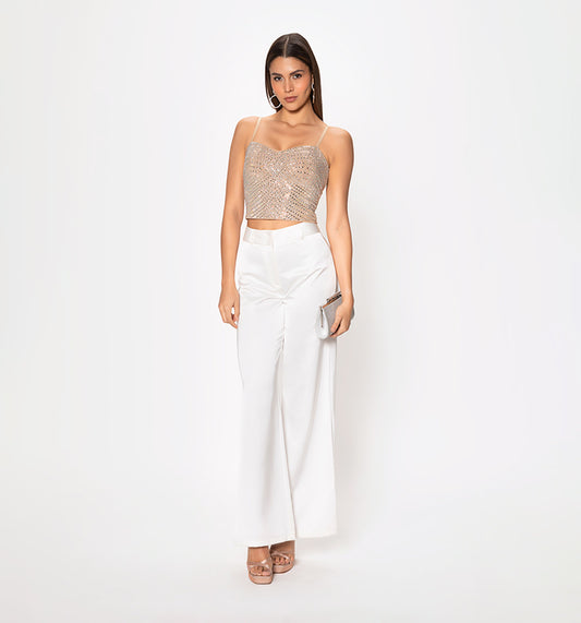 Blusa tiras con escote corazon con cristales