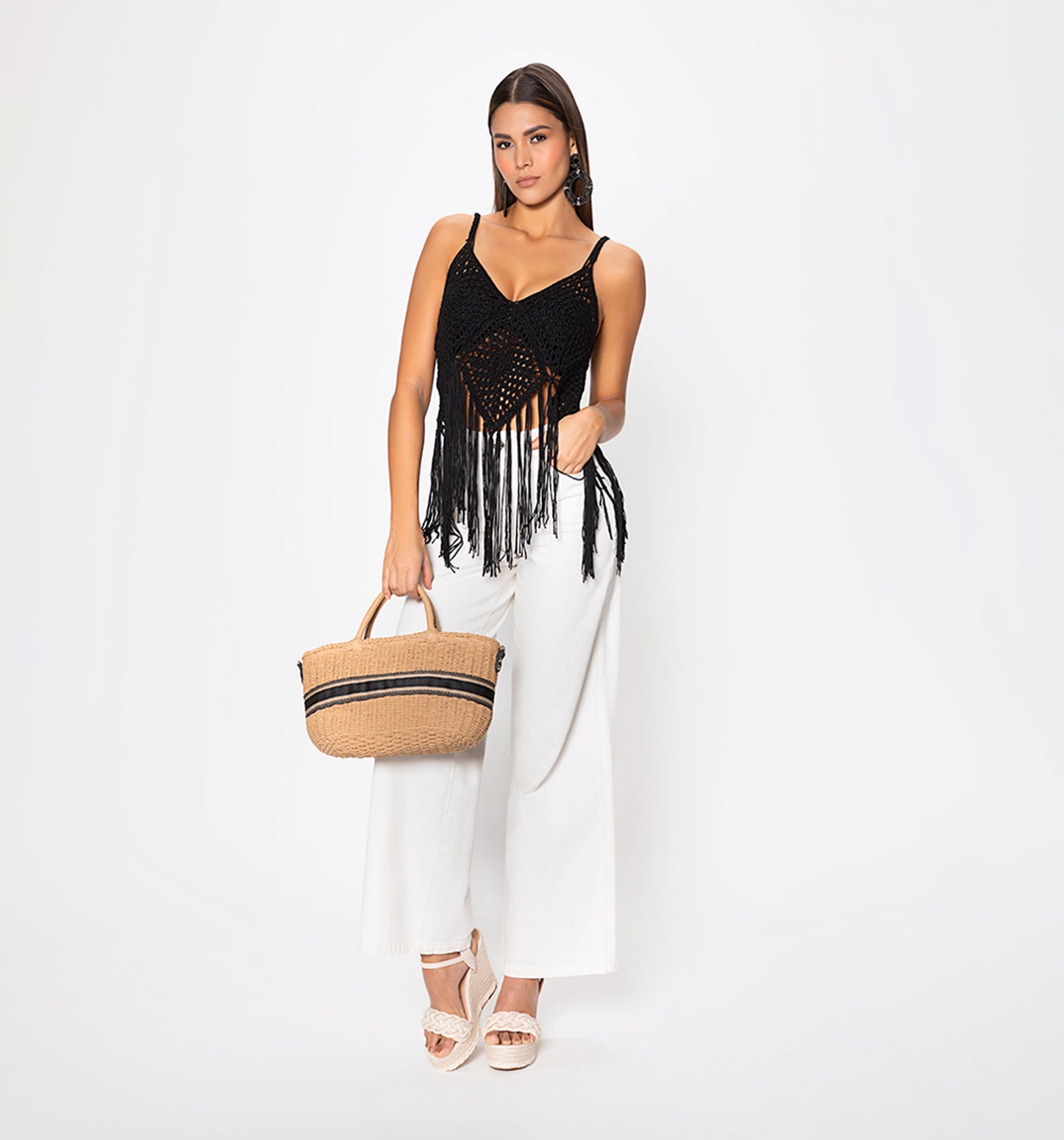 Blusa crochet con flecos