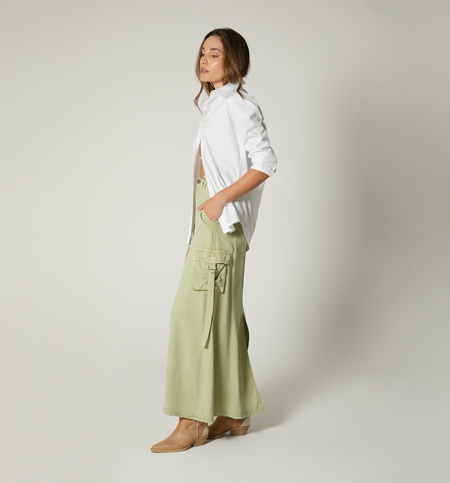 Falda larga bolsillos utilitarios tiras