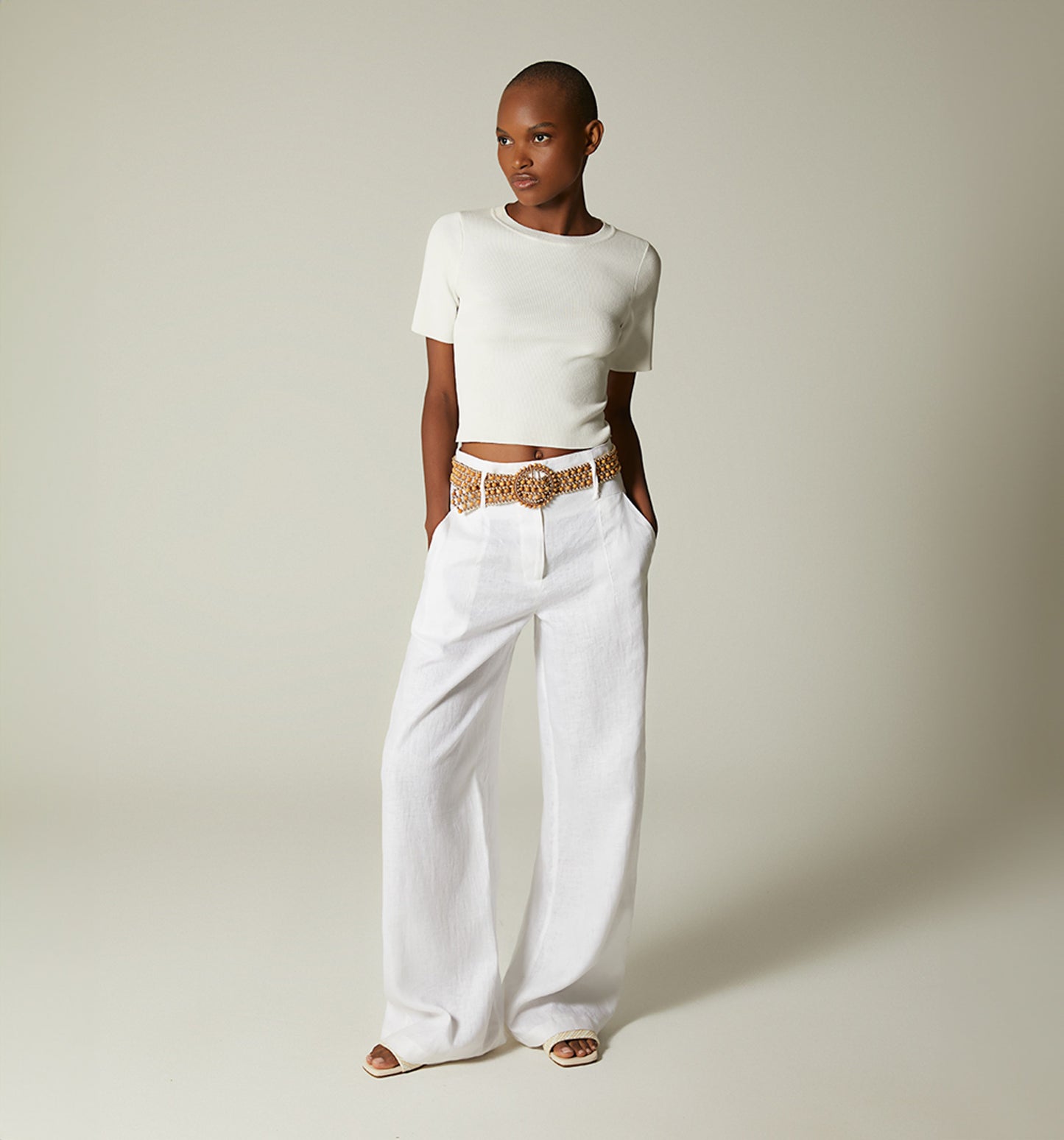 Pantalon palazo tiro super alto, correa